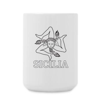 "Sizilianische Flagge" - Sizilien, Sicilia - Große Tasse 440 ml - Weiß - Vorne