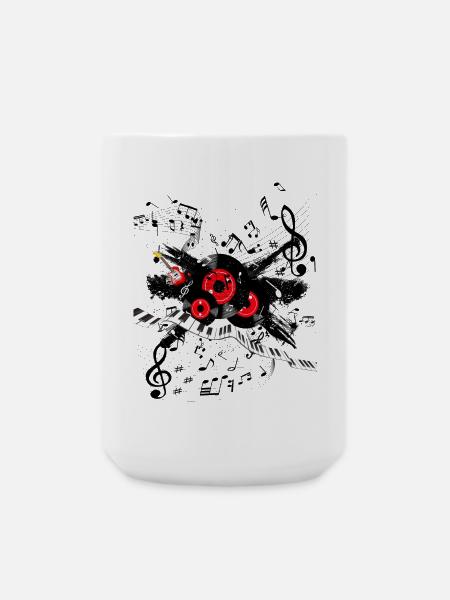 Rote Plattenmelodie und Tastenspur - Große Tasse 440 ml - Weiß