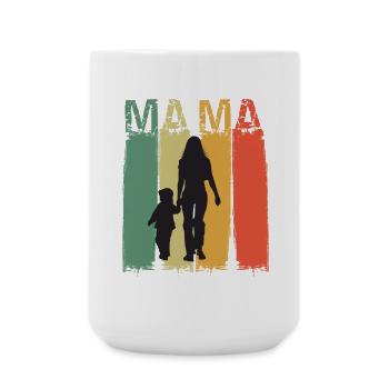 Silhouette de maman aux couleurs rétro Design Fête des mères - Grande tasse 440 ml - blanc - Devant
