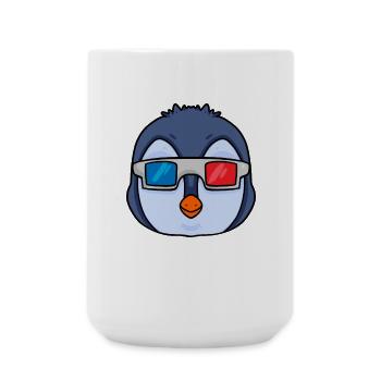 Pingouin avec 3 lunettes - Grande tasse 440 ml - blanc - Devant