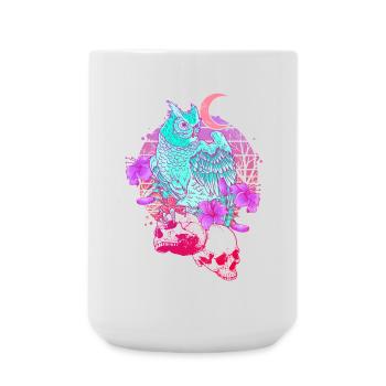 Pastel Goth Totenkopf Eule Aesthetic Clothes Mond - Große Tasse 440 ml - Weiß - Vorne