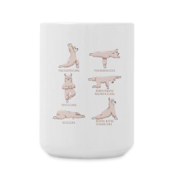 Yoga Lama Alpaca Yoga Poses - Large Mug 440 ml - white - Front