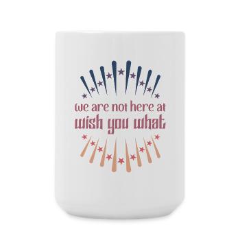 We are not here at wish you what Denglisch Retro - Große Tasse 440 ml - Weiß - Vorne