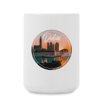 Dubai Sunset Skyline Boat - Large Mug 440 ml - white - Front