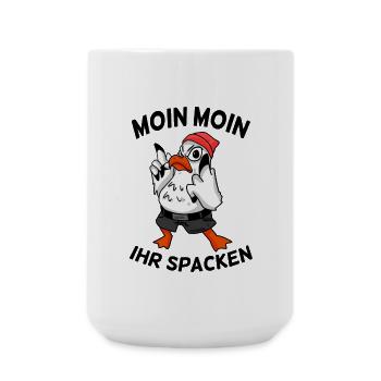 Freche Möwe - Moin Moin Ihr Spacken - Große Tasse 440 ml - Weiß - Vorne