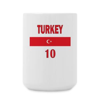 Equipe de foot de Turquie numéro dix cadeau sport - Grande tasse 440 ml - blanc - Devant