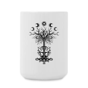 Ygdrassil Moon Phase Lebensbaum Occult Pagan - Große Tasse 440 ml - Weiß - Vorne