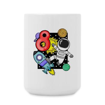 8th birthday astronaut 8 years boys gift - Large Mug 440 ml - white - Front