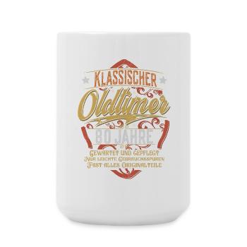 80. Geburtstag Oldtimer - Große Tasse 440 ml - Weiß - Vorne