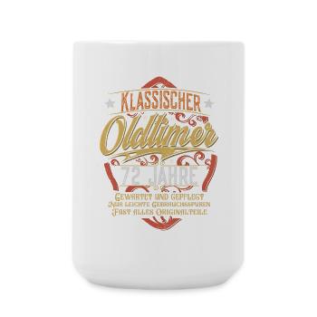 72. Geburtstag Oldtimer - Große Tasse 440 ml - Weiß - Vorne