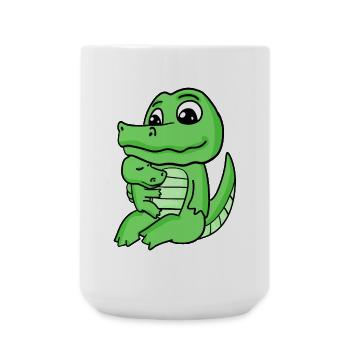 Famille crocodile - Crocodile avec bébé - Crocodile - Grande tasse 440 ml - blanc - Devant
