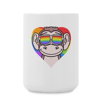 Cœur LGBT avec singe arc-en-ciel - Grande tasse 440 ml - blanc - Devant