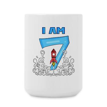 7ème anniversaire - Astronaute garçon anniversaire d’enfant - Grande tasse 440 ml - blanc - Devant
