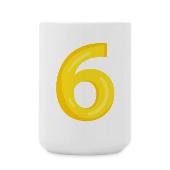 6 gelb - Große Tasse 440 ml - Weiß - Vorne