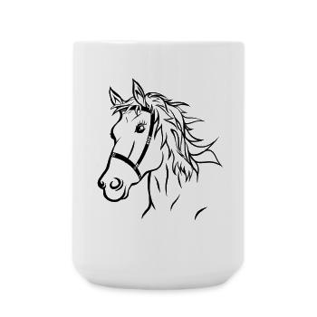 Tête de cheval silhouette cheval équitation cadeau - Grande tasse 440 ml - blanc - Devant