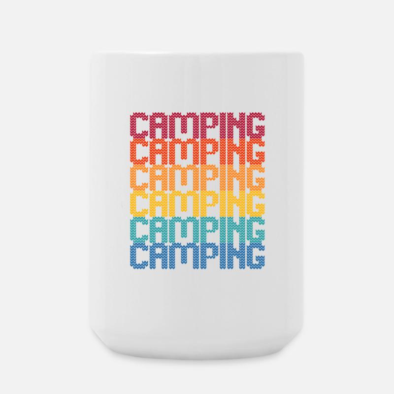 Camping Regenbogen Blockschrift - Große Tasse 440 ml - Weiß