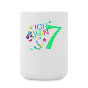 Ich Bin 7 Jahre Einhorn 7. Geburtstag Geschenk - Große Tasse 440 ml - Weiß - Vorne