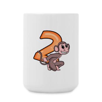 2 years - monkey - 2nd birthday motif - Large Mug 440 ml - white - Front
