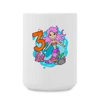 3 ans - Sirène - 3ème anniversaire fille - Grande tasse 440 ml - blanc - Devant