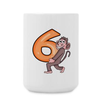 6ème anniversaire singe garçon 6 ans cadeau - Grande tasse 440 ml - blanc - Devant