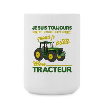 pilote tracteur toujours de bonne humeur cadeau - Grande tasse 440 ml - blanc - Devant