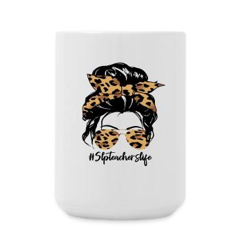 Leopard Bow Hair & Sunglasses - Large Mug 440 ml - white - Front