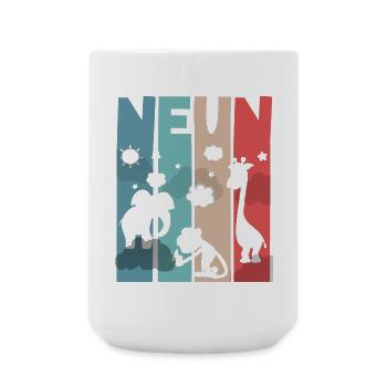 9. Geburtstag Kinder Zoo Tiere Dschungel Safari - Große Tasse 440 ml - Weiß - Vorne