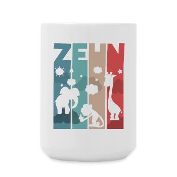 10. Geburtstag Kinder Zoo Tiere Dschungel Safari - Große Tasse 440 ml - Weiß - Vorne