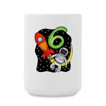6e anniversaire - 6 ans astronaute cadeau garçons - Grande tasse 440 ml - blanc - Devant