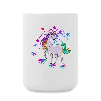 Einhorn Sterne Glitzer Regenbogen - Große Tasse 440 ml - Weiß - Vorne