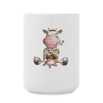 Kuh mit Blumen - Große Tasse 440 ml - Weiß - Vorne