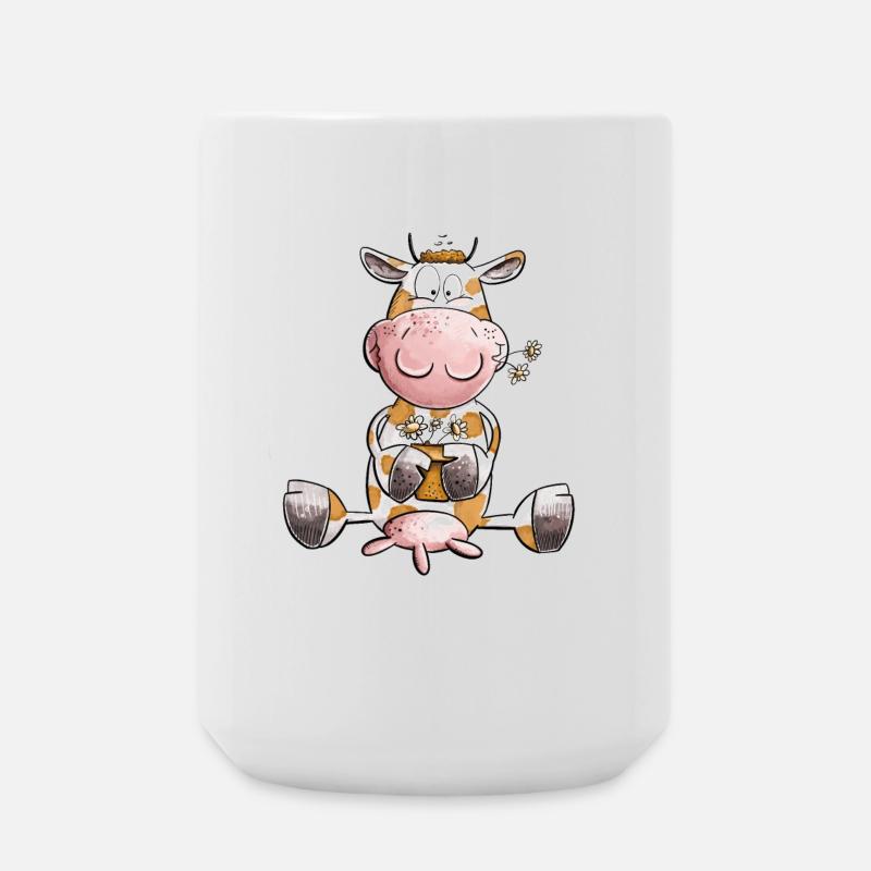 Cow with flowers - Large Mug 440 ml - white