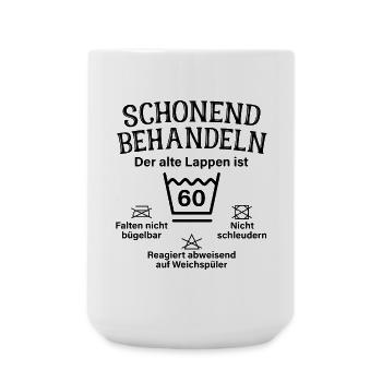 Schonend Behandeln Lappen Geschenk 60. Geburtstag - Große Tasse 440 ml - Weiß - Vorne