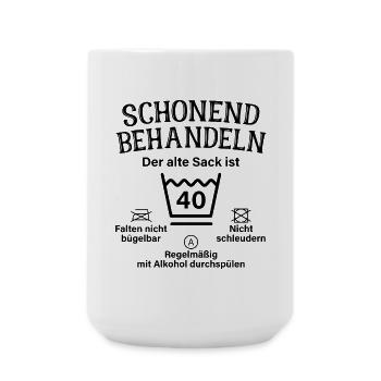 Schonend Behandeln Sack Geschenk 40. Geburtstag - Große Tasse 440 ml - Weiß - Vorne