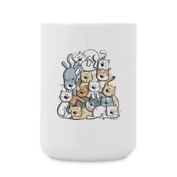 Happy Cats Pile I Cat Friends Gift - Large Mug 440 ml - white - Front