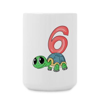 6 ans - 6ème anniversaire - motif tortue - Grande tasse 440 ml - blanc - Devant