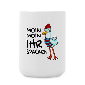 Freche Möwe - Moin Moin Ihr Spacken - Große Tasse 440 ml - Weiß - Vorne