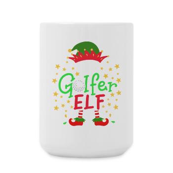Weihnachten Golfer Elf - Große Tasse 440 ml - Weiß - Vorne