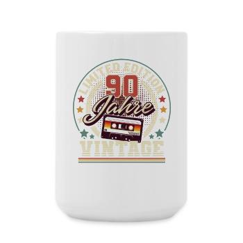 90. Geburtstag Vintage Audiokassette 90 Jahre - Große Tasse 440 ml - Weiß - Vorne