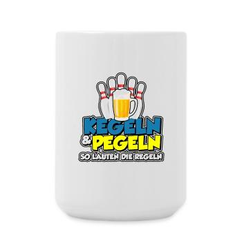 Kegeln & Pegeln - so lauten die Regeln - Große Tasse 440 ml - Weiß - Vorne