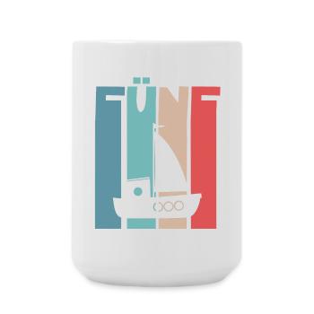 5 Jahre Kindergeburtstag Boot Schiff Segelschiff - Große Tasse 440 ml - Weiß - Vorne