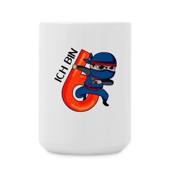 6 Jahre Junge 6. Geburtstag Ninja Motiv Geschenk - Große Tasse 440 ml - Weiß - Vorne