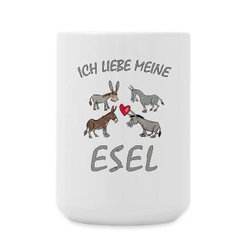 Esel - Ich liebe meine Esel, Bauernhof Landwirt - Große Tasse 440 ml - Weiß - Vorne