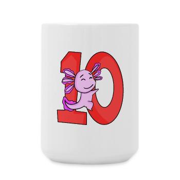 10 Jahre alt - 10. Geburtstag - Axolotl Motiv - Große Tasse 440 ml - Weiß - Vorne