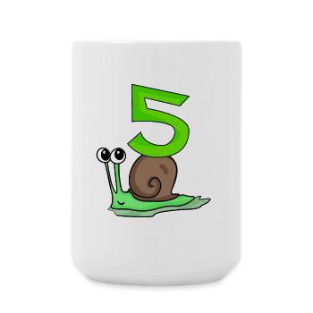 5 ans - 5ème anniversaire - motif escargot - Grande tasse 440 ml - blanc - Devant
