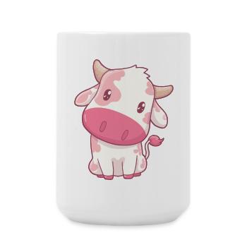 Kuh Erdbeerkuh Kawaii - Große Tasse 440 ml - Weiß - Vorne