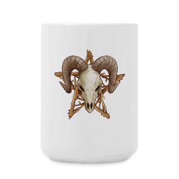 Tête de mouton Pentagram Drudenfuß - Grande tasse 440 ml - blanc - Devant