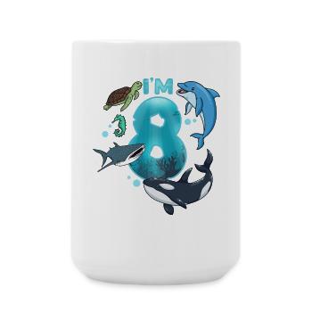 8. Geburtstag Meerestiere - Große Tasse 440 ml - Weiß - Vorne