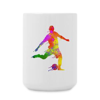 Paint Splashes Soccer Lover Graphic Soccer Player - Large Mug 440 ml - white - Front