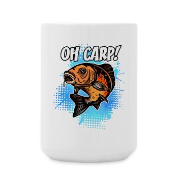Oh Karpfen – lustiges Karpfenfischen-Design - Große Tasse 440 ml - Weiß - Vorne